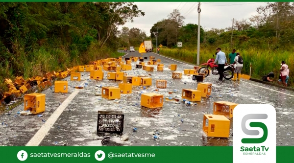 Camión cervecero se accidentó en la vía e-15 norte a la altura de Paufi