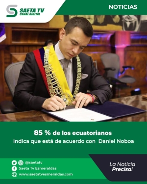 85 % de los ecuatorianos indica que está de acuerdo con  Daniel Noboa