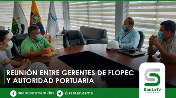 Reunión entre gerentes de FLOPEC y Autoridad Portuaria