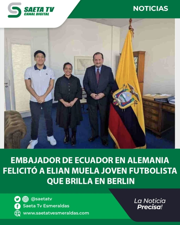 EMBAJADOR DE ECUADOR EN ALEMANIA FELICITÓ A ELIAN MUELA JOVEN FUTBOLISTA QUE BRILLA EN BERLIN