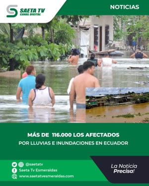 MÁS DE  116.000 LOS AFECTADOS POR LLUVIAS E INUNDACIONES EN ECUADOR