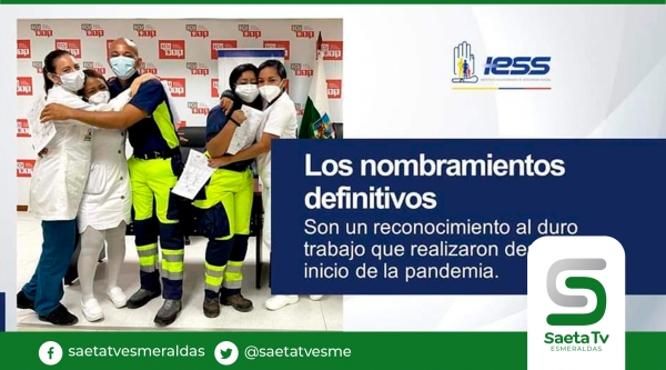 Hospital del IESS en Esmeraldas otorga nombramientos definitivos a personal de primera línea